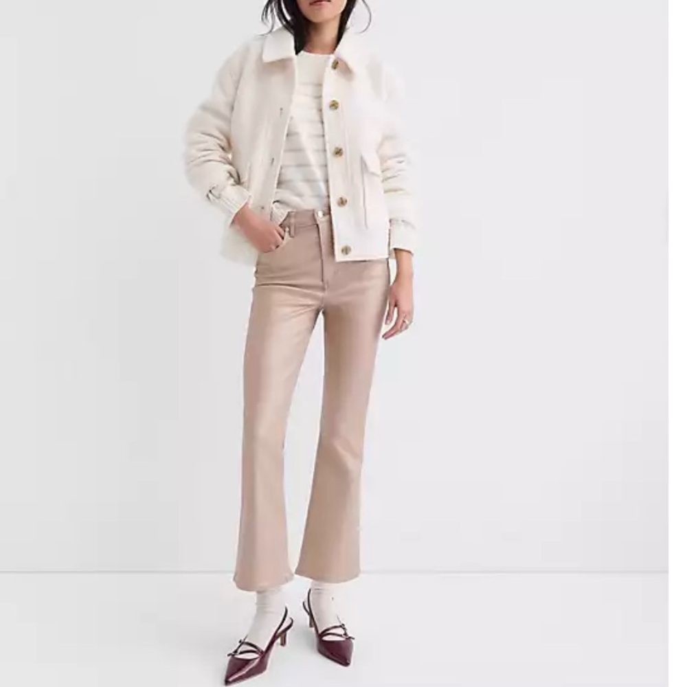 LOFT Coated High Rise Kick Crop Jeans in Gold